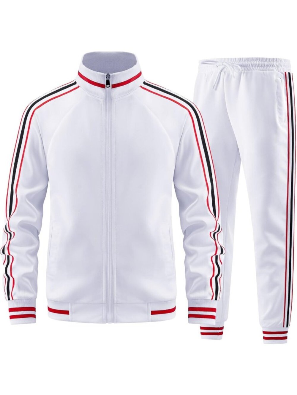 Men's Activewear Track Suit Set - Long Sleeve Full-Zip Jacket & Pants Outfit